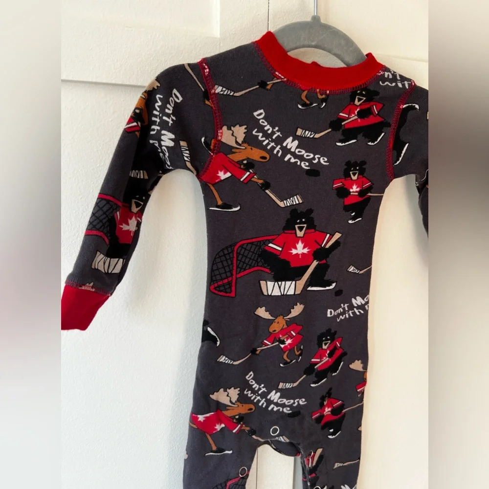 Lazy One Baby Don’t‎ Moose With Me One Piece Flapjack Pajamas Size 6 Months